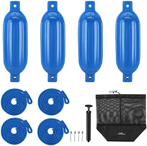 Affordura Boat Fender 4 Pack Boat Bumpers Fenders with 4 Ropes, Boat Bumpers for Pontoon Boat Fenders Inflatable
