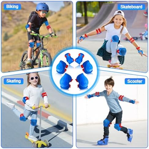 Kids Protective Gear Set Knee Pads for Kids 3-14 Years Toddler Knee and Elbow Pads with Wrist Guards 3 in 1 for Skating Cycling Bike Rollerblading Scooter