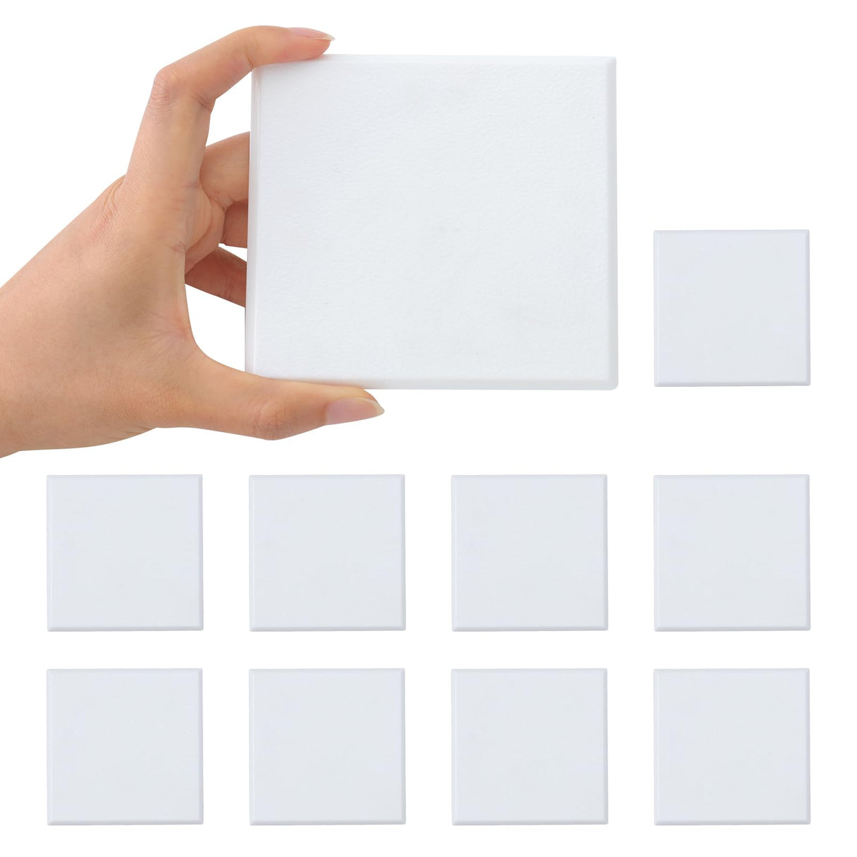 HOME MASTER HARDWARE Self Adhesive Wall Protector Square 4 inch, 10 Pack Door Handle Wall Shield Guard Door Stop, Rigid Vinyl Wall Protection Pad White