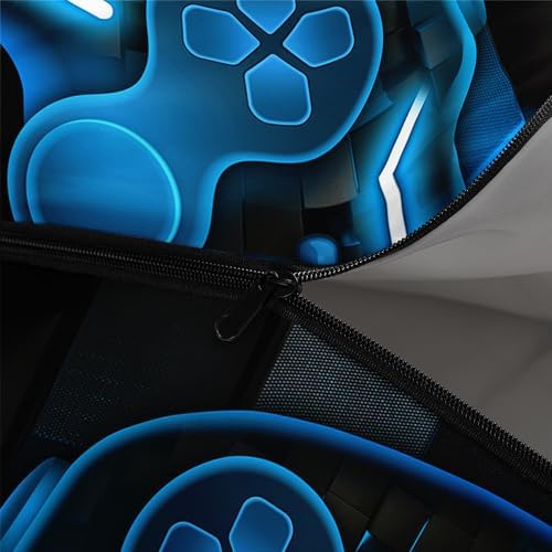 Axolotl Gamepad Sleeping Bag,3 Season Warm and Cool Weather Game Console Sleeping Bag for Boys Teens,Waterproof Lightweight Geometry Hexagonal Sleeping Bag for Traveling,Outdoors Camping,Blue,Black