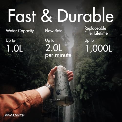 Katadyn BeFree 1.0L Ultralight Collapsible Water Filter Bottle for Hiking, Camping, Backpacking