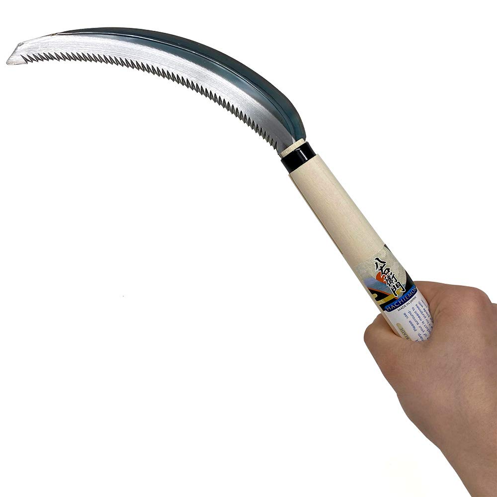 HACHIEMON Serrated Sickle Garden Tool for Weeding - Compact and Lightweight - Japanese Weeding Sickle