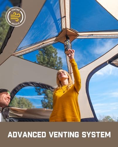 FanttikOutdoor Camping Tent 4/6/8/10 Person Instant Cabin Tent Setup in 60 Seconds with Rainfly & Windproof Portable with Carry Bag for Family Camping & Hiking