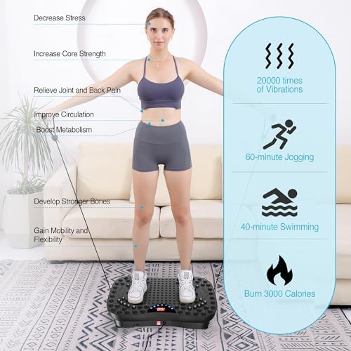 AXV Vibration Plate Exercise Machine Whole Body Workout Portable Mini Vibrate Fitness Platform Lymphatic Drainage Machine for Weight Loss Shaping Toning Wellness Home Gyms Workout (Mini)