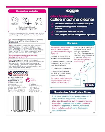 Ecozone Coffee Machine Cleaner & Descaler (500ml)