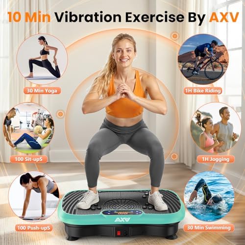 AXV Vibration Plate Fitness Platform Exercise Machine Vibrating Lymphatic Drainage Shaking Full Body Shaker Workout Vibrate Stand Shake Board Sport Gym for Weight Loss Fat Burner for Women Men