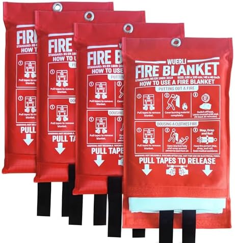 Fire Blanket for Home and Kitchen,40" x 40",4 Pack,Emergency Fire Blanket
