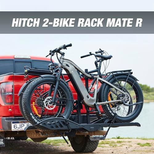 Mate R 2-Bike Rack, Hitch-Mount Platform Electric Bike Rack with Ramp, 200 lbs Capacity, Fits Car, SUV, Truck, RV, Van with 2-Inch Receiver and Up to 5-Inch Fat Tires E-Bike Bicycle