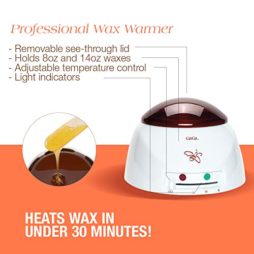 GiGi Waxing Starter Kit - At-Home Hair Removal Kit for Face & Body, Soft Wax Warmer, Pre & Post Waxing Care