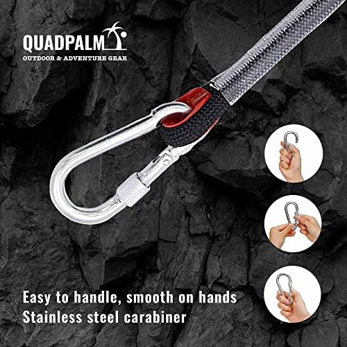 Grappling Hook with 10m Rope – Multifunctional QUADPALM Grapple Hook - 4 Stainless Steel Folding Claws - Heavy Duty - Outdoor Camping Hiking Tree Rock Mountain Climbing Equipment