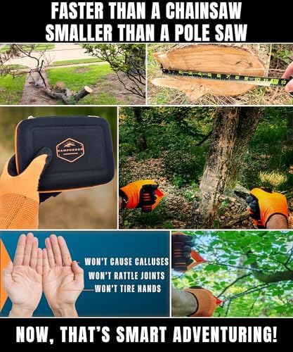 High Limb Rope Saw 53 In - Zero Effort 360 Rope Chain Saw - Sharp Manual Tree Limb Cutter - Hand Chainsaw with Ergonomic Handles and Carrying Case - Fast and Easy Pocket Chainsaw