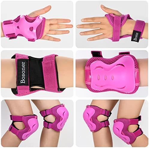 BOSONER Kids/Youth Knee Pad Elbow Pads Guards Protective Gear Set for Roller Skates Cycling BMX Bike Skateboard Inline Skatings Scooter Riding Sports