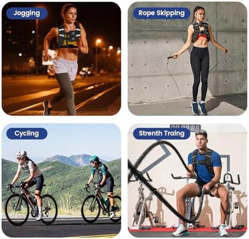 Weighted Vest with Two Adjustment Straps for Men Women, 8lbs/12lbs/16lbs/20lbs Weight Vest with Reflective Stripes for Workout