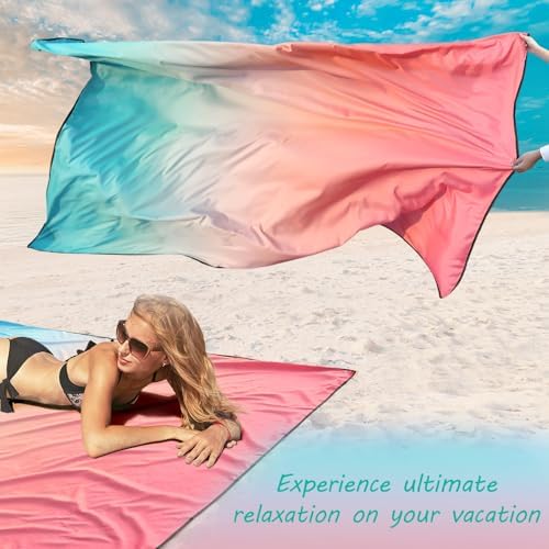 Beach Blanket Waterproof Sandproof Beach Mat 79" X 83" /10'x9'for 2-8 Adults Quick Drying Outdoor Picnic Mat Beach Accessories for Travel, Camping, Hiking