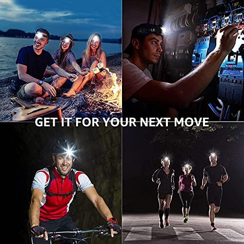 Lepro LED Headlamp Rechargeable - Super Bright Head Lamp with 5 Modes for Camping & Hiking Gear Essentials, IPX4 Waterproof Headlight Flashlight with Red Light, USB Cable Included