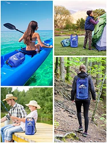 HEETA Dry Bag Waterproof for Women Men, 5L/10L/20L/30L/40L Roll Top Lightweight Dry Storage Bag Backpack with Phone Case for Travel, Swimming, Boating, Kayaking, Camping & Beach, 11 Transparent Colors