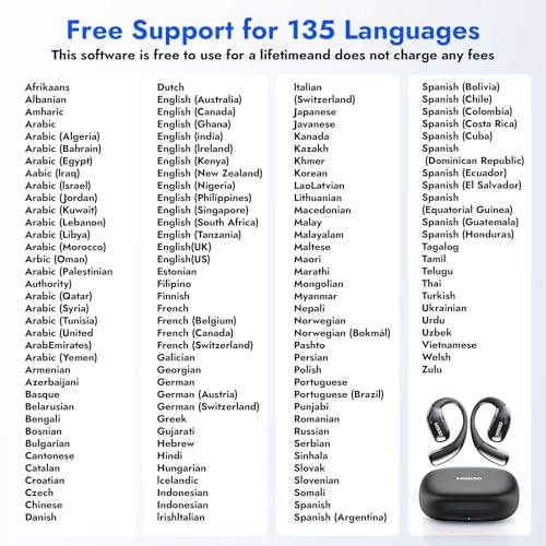 3 Pieces MINISO X28 AI Translation Earbuds Open Ear Wireless Bluetooth Earbuds OWS Support 150 Languages Real Time Translation Sports Headphones IPX5 Waterproof for Travel Business Learning Meeting Black