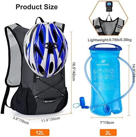 Lightweight Hydration Backpack, Running Backpack with 2L Water Bladder, Hydro Water Daypack for Cycling Hiking Rave for Men Women