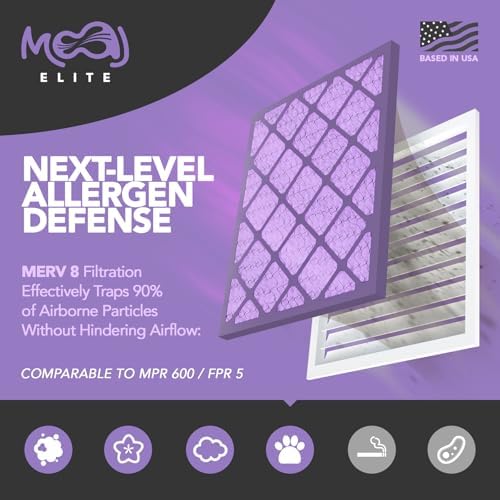 14x18x1 Air Filter (4-PACK) | MERV 8 | MOAJ Elite Dust Defense | BASED IN USA | Quality Pleated Replacement Air Filters for AC & Furnace Applications | Actual Dimensions: 13.70β x 17.70β x 0.75β