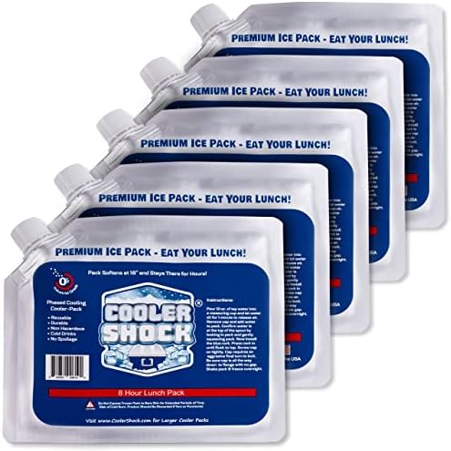 Cooler Shock Reusable Ice Packs for Cooler - Long Lasting Cold Freezer Packs for Coolers and Lunch Boxes - Cooler Ice Packs for Camping Gear, Fishing, Road Trips, Beach Must Haves