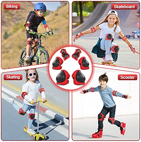 Kids Protective Gear Set Knee Pads for Kids 3-14 Years Toddler Knee and Elbow Pads with Wrist Guards 3 in 1 for Skating Cycling Bike Rollerblading Scooter