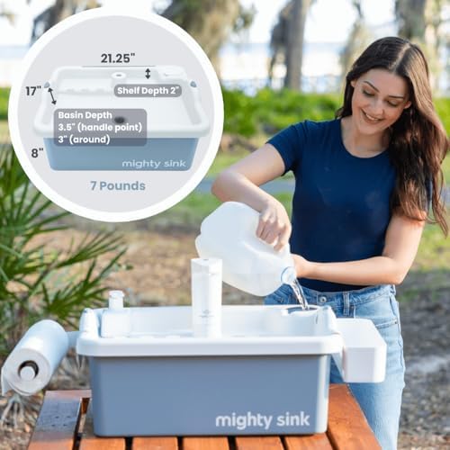 Enhanced Portable Sink: Patented Design, Electronic Faucet, 2-Gallon Capacity, Easy Setup, Instant Indoor & Outdoor Use - Ideal for Washing Dishes, Camping Hygiene, Gardening, Pottery & More