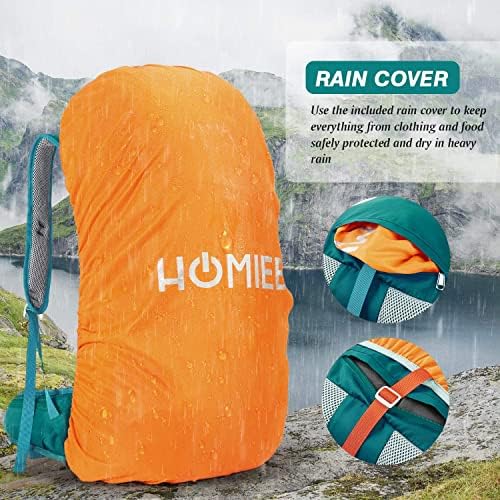 HOMIEE 50L Hiking Backpack Travel Bag Waterproof Camping Rucksack with Rain Cover Lightweight Backpacking Backpack