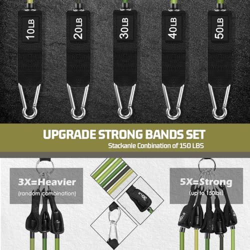 VEICK Resistance Bands, Exercise Bands, Workout Bands Set for Working Out with Handles for Men Women, Elastic Exercising Bands for Fitness Weights Work Out at Home Gym