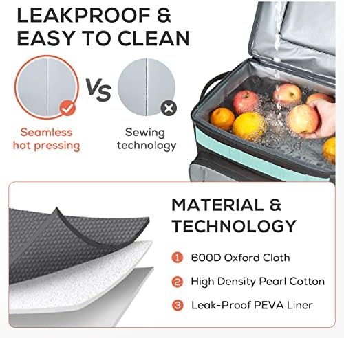 TOURIT 50-Can Collapsible Rolling Cooler Leakproof Insulated Soft Cooling Bag with Wheels and All-Terrain Cart for Beach, Camping, Patio Travel, Outdoor, Ball Fields