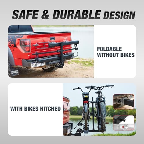 Mate R 2-Bike Rack, Hitch-Mount Platform Electric Bike Rack with Ramp, 200 lbs Capacity, Fits Car, SUV, Truck, RV, Van with 2-Inch Receiver and Up to 5-Inch Fat Tires E-Bike Bicycle