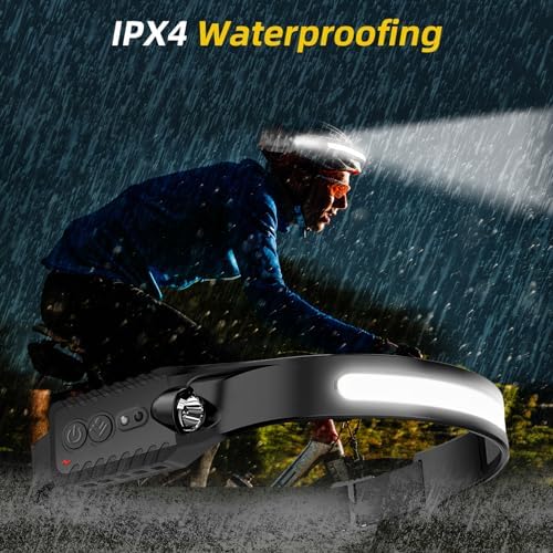 najiaxiaowu Rechargeable LED Headlamp 3 Packs,COB230° Wide Light Headlamp, 5 Modes of Lightweight Headlamps with Motion Sensors, Type-C USB Charging Headlamps,Suitable for Night Running