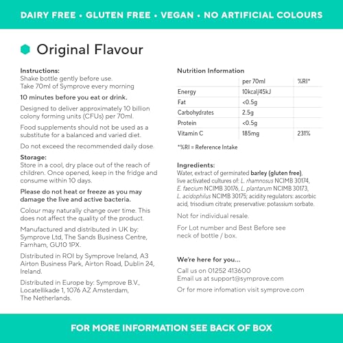 Symprove Symprove Original 4-Week Pack | Daily Essential Gut Health Supplement | Probiotic Drink with Live Bacteria, Vegan | 4x500ml