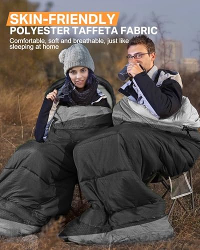 Rantizon Sleeping Bags for Adults Backpacking Lightweight Waterproof- Cold/Warm Weather Sleeping Bag for Mens Kids Boys Girls Camping Essentials Hiking Outdoor Travel Hunting with Compression Bags