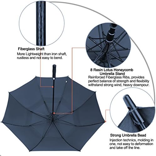 G4Free 47/54/62/68 Inch Automatic Open Golf Umbrella Oversize Extra Large Double Canopy Vented Windproof Waterproof Stick Umbrellas