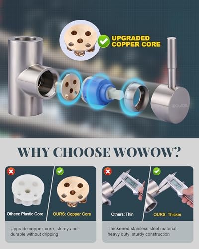 WOWOW Kitchen Faucet with Sprayer, Kitchen Sink Faucet, SUS 304 Stainless Steel, High Arc Single Handle Brushed Nickel Kitchen Faucets with Pull Down Sprayer, Pull Out Kitchen Faucet with Deck Plate