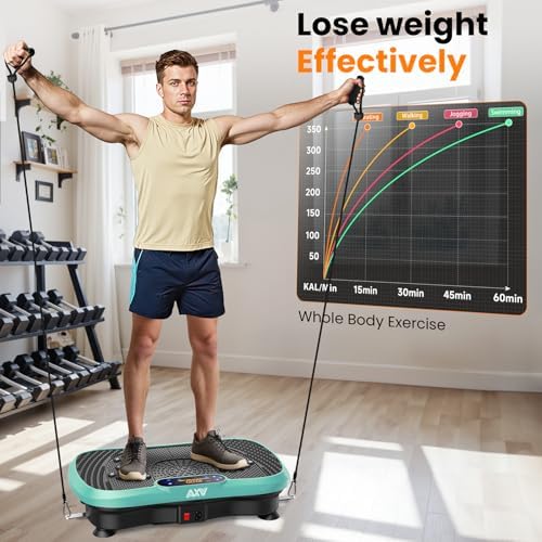 AXV Vibration Plate Fitness Platform Exercise Machine Vibrating Lymphatic Drainage Shaking Full Body Shaker Workout Vibrate Stand Shake Board Sport Gym for Weight Loss Fat Burner for Women Men