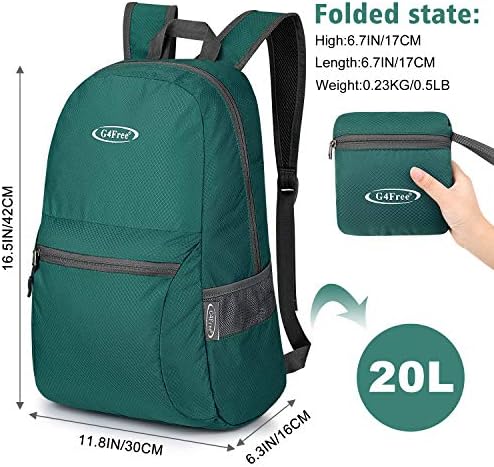 G4Free 20L Lightweight Packable Backpack Travel Hiking Daypack Foldable Backpack for Men Women