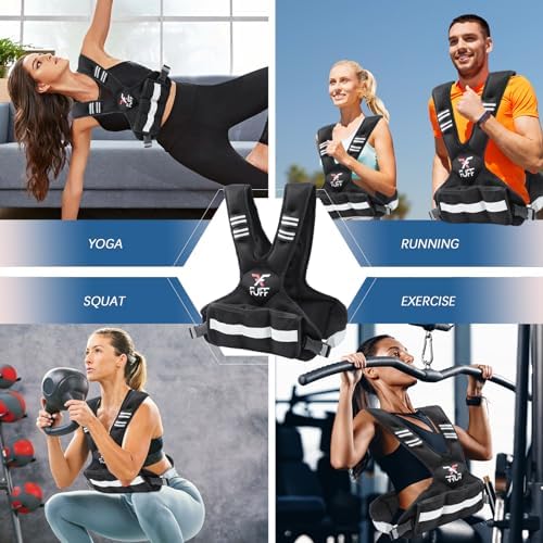 Adjustable Weighted Vest for Women & Men,4-10lb/11-20lb/20-32lb Vest with 6 Ironsand Weights for Strength Training,Weight Vest with Reflective Strip for Running Walking Exercise Workout