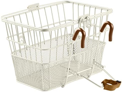 Retrospec Apollo Detachable Front Bike Basket Steel Half-Mesh with Integrated Detachable Hooks and Built-In Handle, Easy Assembly and Portability for Bicycles