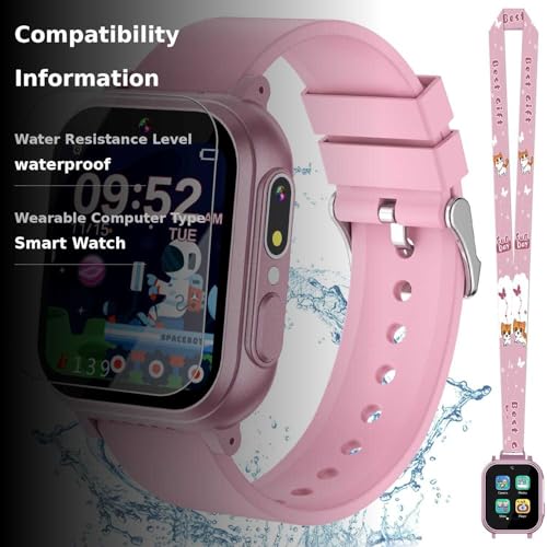 Kids Waterproof Smart Watch Girls Toys Age 6-8, Kids Watch with 32 Games Dual Camera HD TouchScreen Music Habit Tracking Alarm Pedometer Christmas Birthday Gifts Ideas for Girls 3-12 Year Old(Pink)