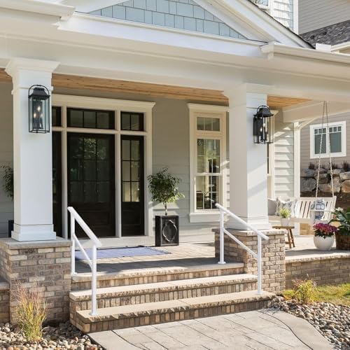 Hand Rails for Outdoor Steps,3 Step Stair Handrail & Indoor Stair Railing Kit๏ผMetty Metal Railings for Outdoor Steps and Hand Rails for Seniors for Porch Railing