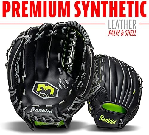 Franklin Sports Baseball + Softball Gloves - Field Master Adult + Youth Baseball + Softball Gloves - Right Hand + Left Hand Gloves - Infield + Outfield Mitts - Multiple Sizes + Colors