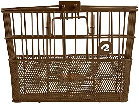 Retrospec Apollo Detachable Front Bike Basket Steel Half-Mesh with Integrated Detachable Hooks and Built-In Handle, Easy Assembly and Portability for Bicycles