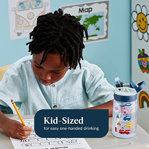 Contigo Paw Patrol Kids 14oz Plastic Water Bottles Aubrey Design with Spill-Proof Lid Silicone Straw 2-Pack Convenient for Travel/Home/School Use Dishwasher Safe