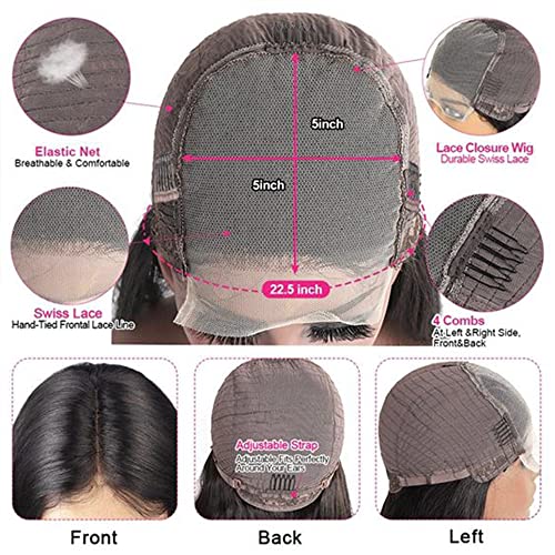 BELIANA 5x5 HD Lace Closure Wigs Human Hair Pre Plucked 5X5 Body Wave Lace Front Wigs Human Hair 180% Density Brazilian Virgin Human Hair Wigs for Black Women Natural Color (Body Wave Wig, 18 Inch)