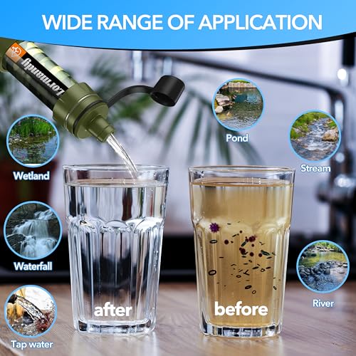 Personal Straw Water Purifier - Mini Water Filtration System, Straw Water Purification System, Portable Water Filter - Outdoor Emergency and Survival Gear for Hiking, Camping Accessories and Travel