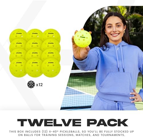 Franklin Sports X-40 Outdoor Pickleballs - Official Ball of USA Pickleball, APP Tour + Pickleball US Open - 3 Packs, 12 Packs, 36 Pickleball Buckets, 50, 100 + 400 Bulk Packs of Regulation Pickleballs