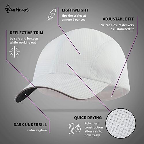 TrailHeads Women's Race Day Performance Running Cap, Lightweight & Quick Drying Mesh Sports Hat with Reflective Trim