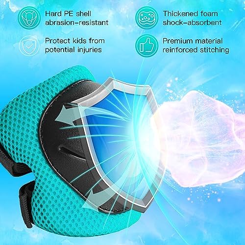 Kids Protective Gear Set Knee Pads for Kids 3-14 Years Toddler Knee and Elbow Pads with Wrist Guards 3 in 1 for Skating Cycling Bike Rollerblading Scooter