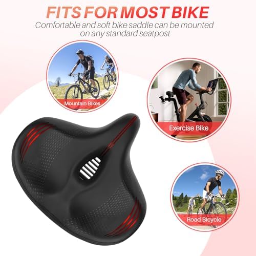 Oversized Bike Seat for Peloton Bike & Bike+, Comfort Seat Cushion Compatible with Peloton, Road or Exercise Bikes, Bicycle Wide Saddle Replacement for Men & Women, Accessories for Peloton